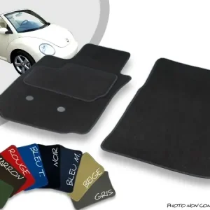 Tapis auto avant sur-mesure Volkswagen New Beetle cabriolet velours bordé - Qualité professionnelle