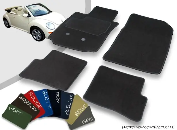 Préféré des clients | Tapis auto avant et arrière sur-mesure Volkswagen New Beetle cabriolet velours bordé