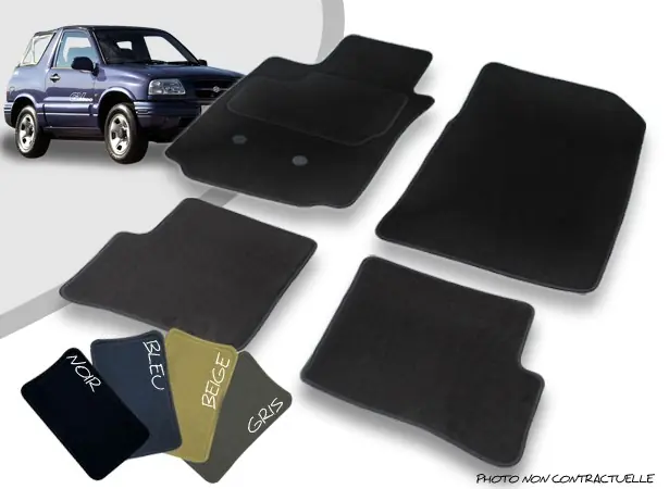 Tout juste ajouté - Tapis auto avant et arrière sur-mesure Suzuki Grand Vitara cabriolet moquette aiguilletée surjetée