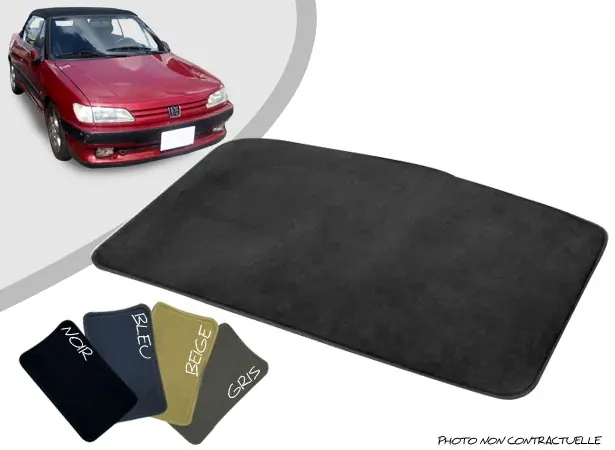 Prix cassé - Tapis coffre sur-mesure Peugeot 306 (1999-2002) cabriolet moquette aiguilletée surjetée