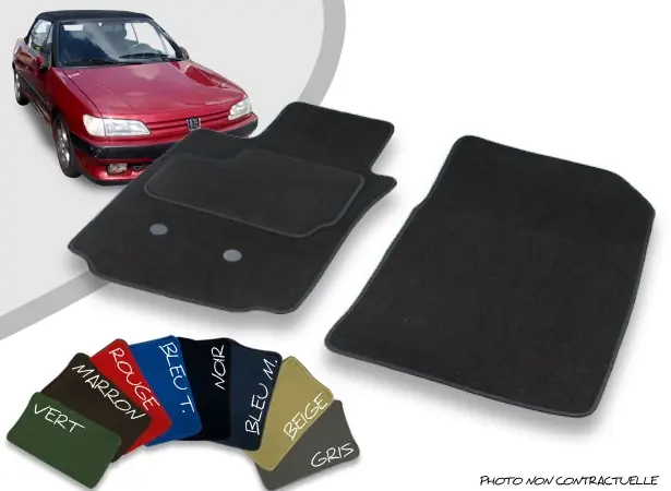 Incontournable - Tapis auto avant sur-mesure Peugeot 306 (1999/2002) cabriolet velours bordé