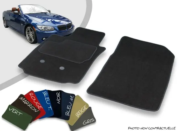 Tapis auto avant sur-mesure BMW E93 cabriolet velours bordé | Livraison rapide