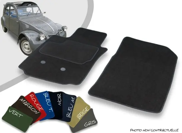 Expédition rapide - Tapis auto avant sur-mesure Citroen 2CV de juillet 1978 à 1990