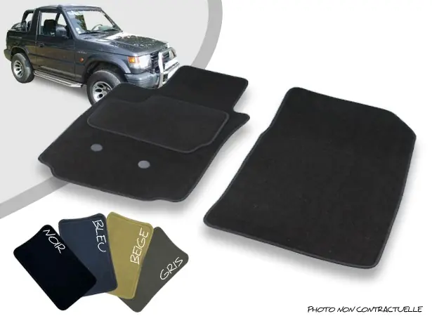 Tapis auto avant sur-mesure Mitsubishi Pajero V20-V23-V24 cabriolet moquette aiguilletée surjetée | Qualité premium