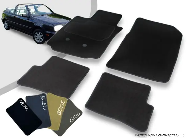 Tapis auto avant et arrière sur-mesure Volkswagen Golf 3 cabriolet moquette aiguilletée surjetée | Prix imbattable