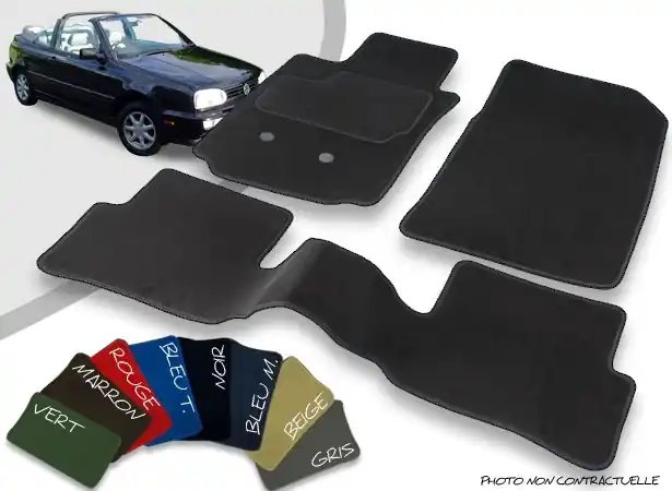 Nouveauté - Tapis auto avant et arrière sur-mesure Volkswagen Golf 3 cabriolet velours bordé