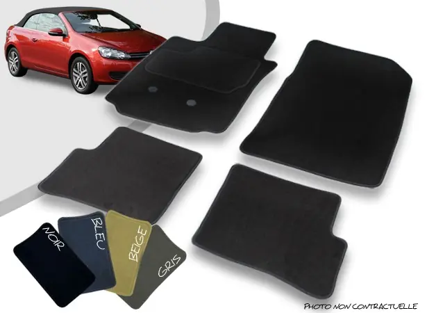 Tapis auto avant et arrière sur-mesure VW Golf 6 cabriolet moquette aiguilletée surjetée | Achetez en ligne