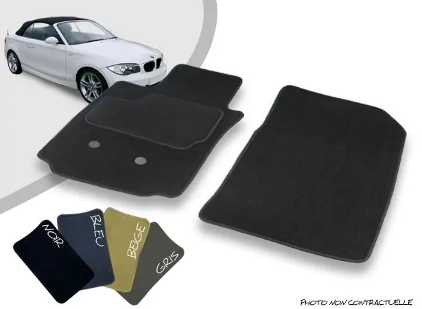 Tapis auto avant sur-mesure BMW Série1 E88 cabriolet moquette aiguilletée surjetée | Excellente qualité