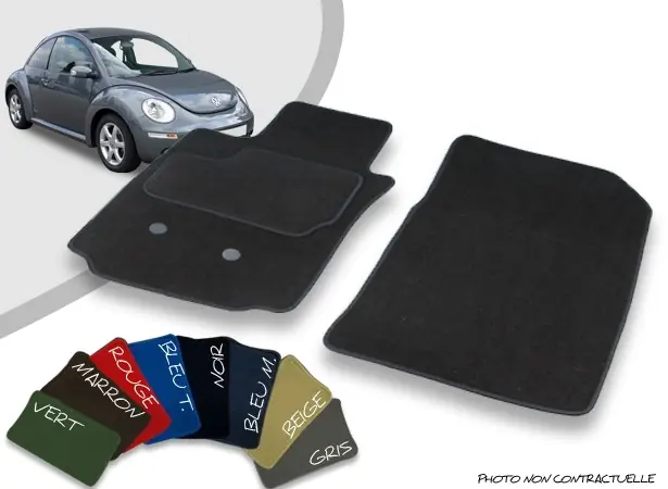 Tapis auto avant sur-mesure Volkswagen New Beetle 2003/2011coupé velours bordé | Nouveau chez nous