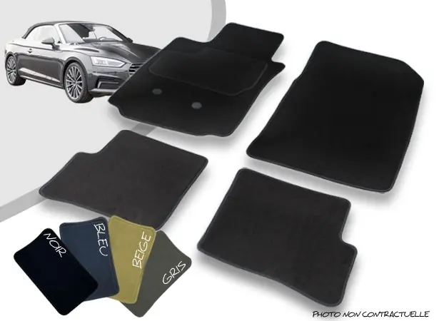 Disponible dès maintenant | Tapis auto avant et arrière sur-mesure Audi A5 F5 cabriolet moquette aiguilletée surjetée