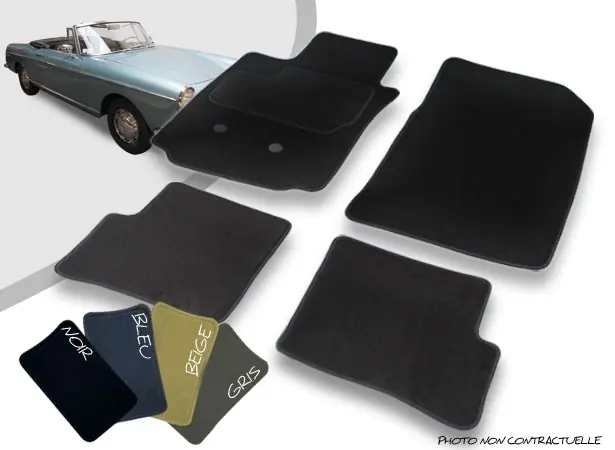 Tapis auto avant et arrière sur-mesure Peugeot 404 Cabriolet moquette aiguilletée surjetée | Retour gratuit