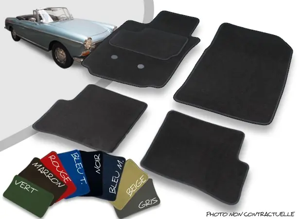 Prix malin | Tapis auto avant et arrière sur-mesure Peugeot 404 Cabriolet velours bordé