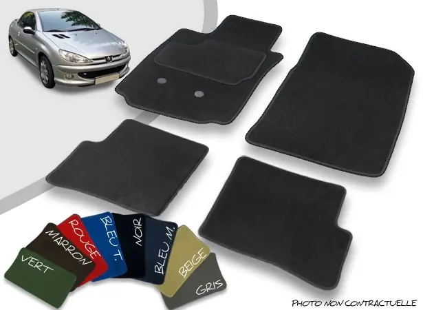 Tapis auto avant et arrière sur-mesure Peugeot 206 CC velours bordé | Direct fabricant