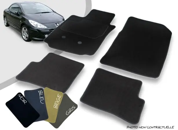 Prix imbattable | Tapis auto avant et arrière sur-mesure Peugeot 307 CC moquette aiguilletée surjetée