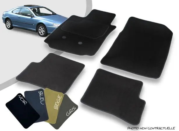 Ne manquez pas cette offre | Tapis auto avant et arrière sur-mesure Peugeot 406 Coupé moquette aiguilletée surjetée