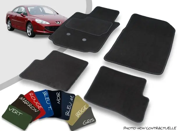 Tapis auto avant et arrière sur-mesure Peugeot 407 Coupé velours bordé | Prix doux