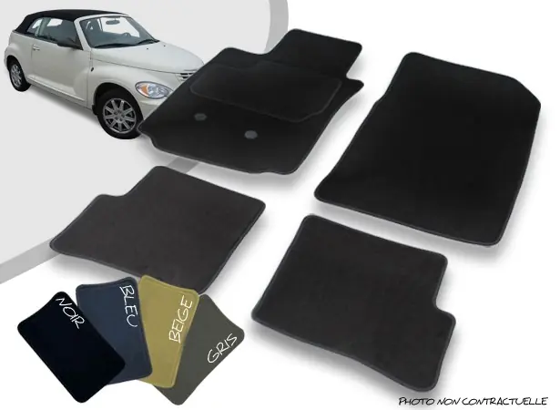 Tapis auto avant et arrière sur-mesure Chrysler PT Cruiser moquette aiguilletée surjetée - Coup de cœur des clients