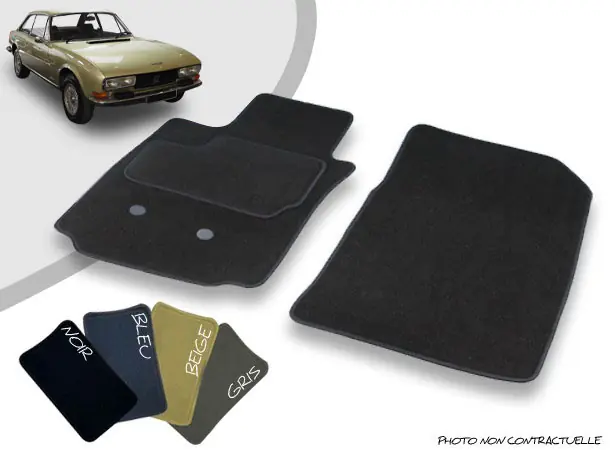Tapis auto avant sur-mesure Peugeot 504 coupé V6 moquette aiguilletée surjetée - Très demandé