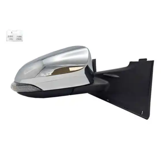 Rétroviseur électrique droit, chromé, convexe, chauffant, rabattable, avec feu clignotant (9 broches) - Satisfait ou remboursé
